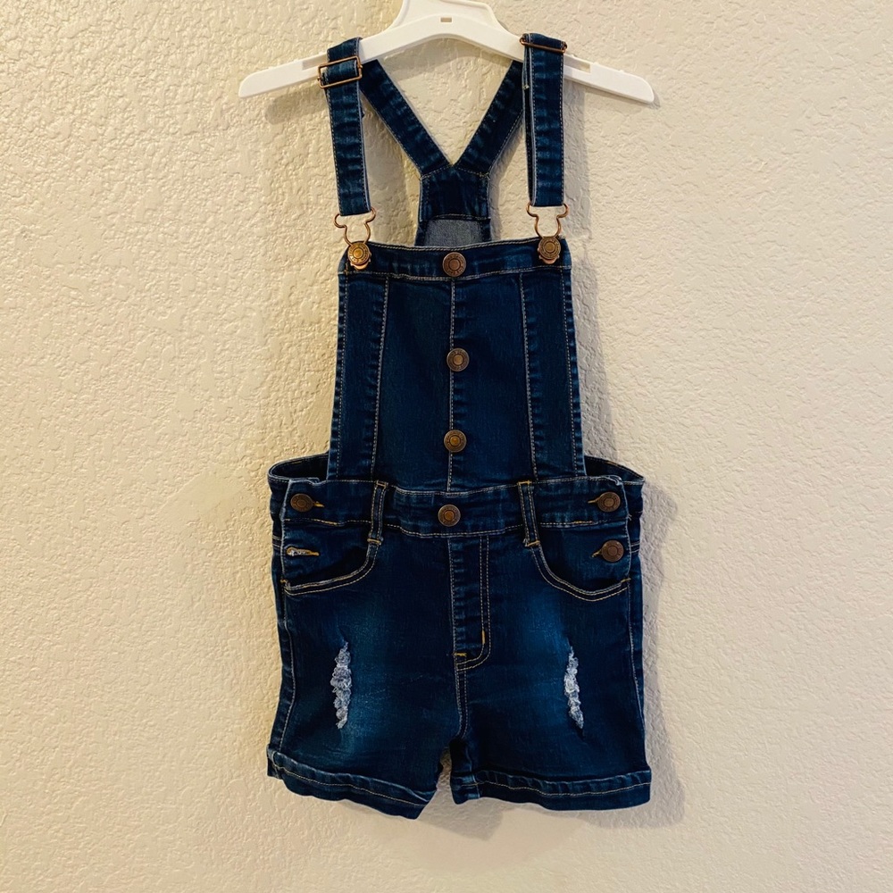 Girls Overall Denim Shorts Sz 6x